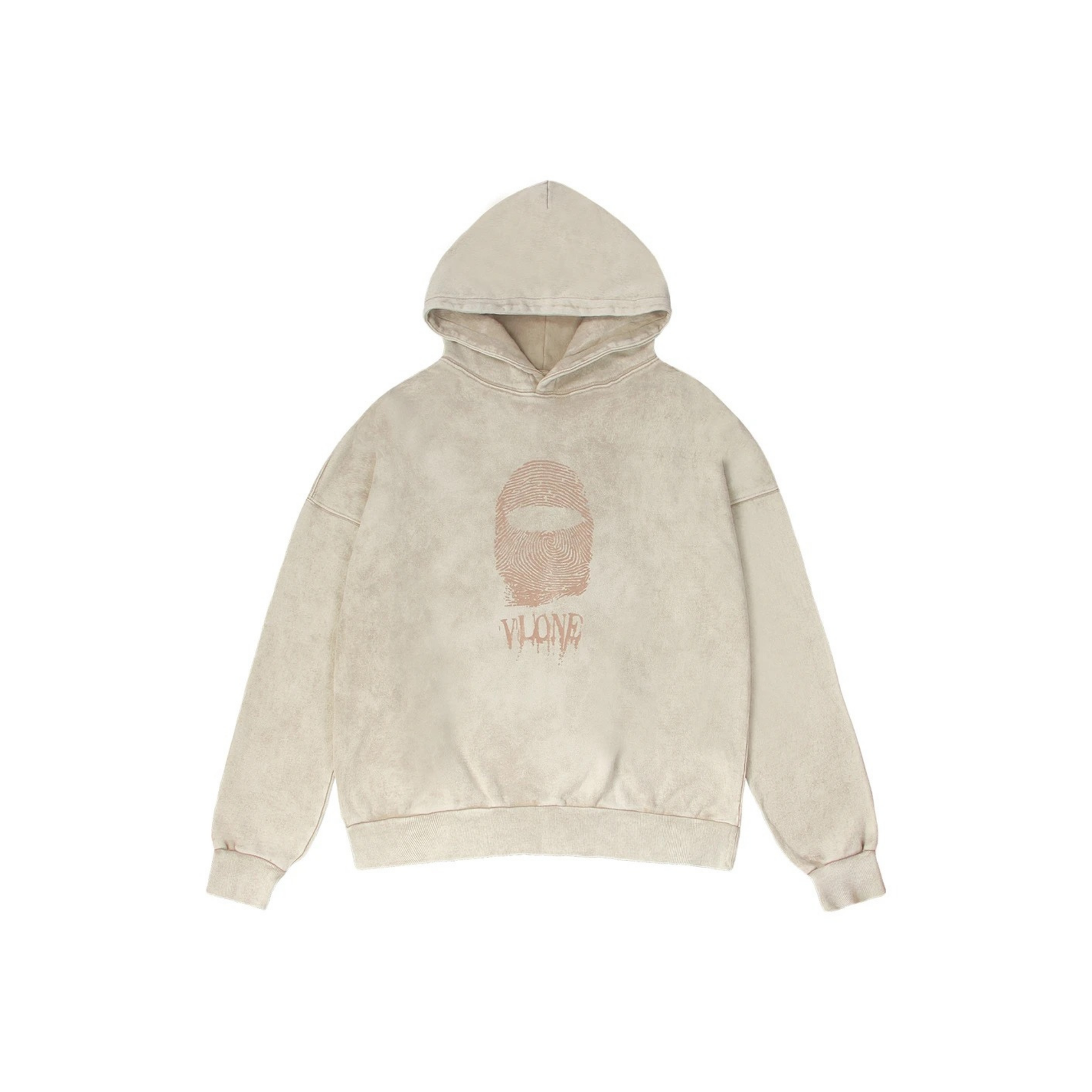 VLONE Fingerprint Washed Hoodie Beige Front