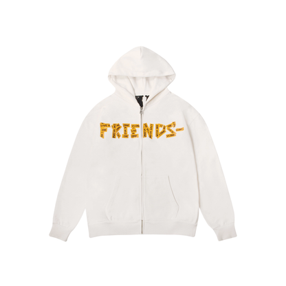 VLONE Friends Tape Zip Up Hoodie White Front